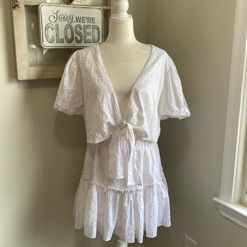 Altar’d State Korly Crop Top Matching Alienor Skirt White Eyelet Set NWT